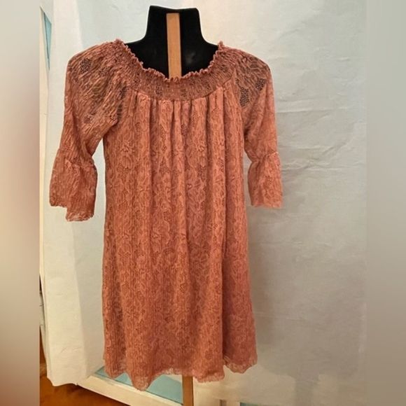 Small Maurice’s blush pink off the shoulder lined lace midi mini dress - Picture 8 of 13